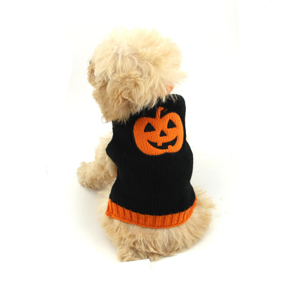 Spooky Pooch Pumpkin Patch Sweater - Halloween Knitwear for Pets