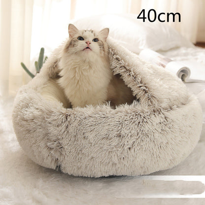 Fluffy Round Plush Pet Bed