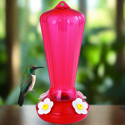 More Birds Hollyhock Plastic Hummingbird Feeder - 25 oz capacity