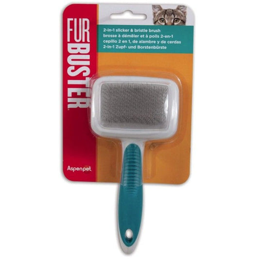 JW Pet Furbuster 2-In-1 Slicker and Bristle Brush for Cats - 1 count