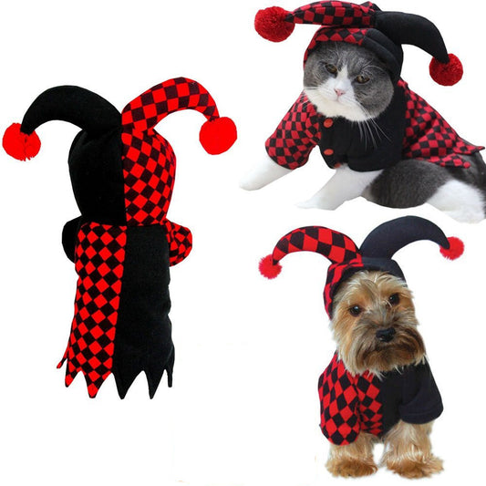 Spooktacular Jester: Hilarious Clown Costume for Pets