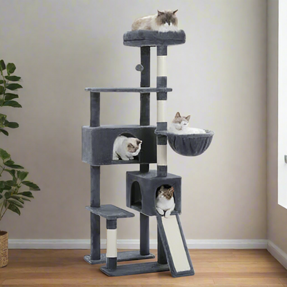 Deluxe Multi-Level Cat Tree with Sisal Scratching Posts and Condo