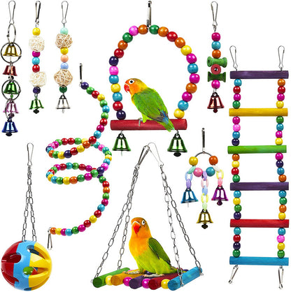 10-Piece Parrot Playset: Beads, Ladders, Swings & More