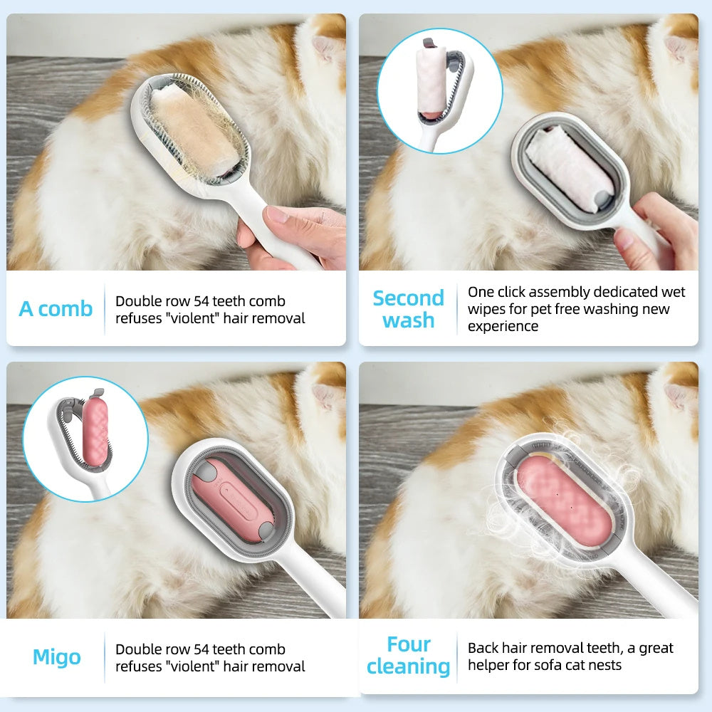 4-in-1 Deluxe Pet Grooming Brush with Water Dispenser