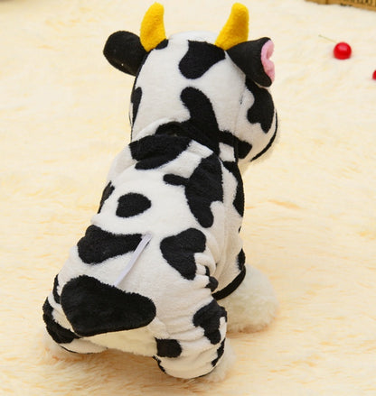 Cuddly Cow Hoodie for Pets: Cozy Fleece Winter Jumpsuit