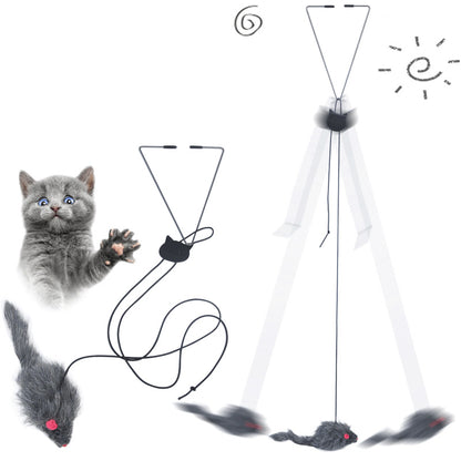 Whisker Whirl: Telescopic Door-Hanging Mouse Toy for Cats