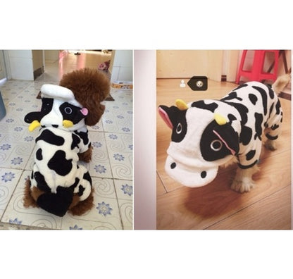 Cuddly Cow Hoodie for Pets: Cozy Fleece Winter Jumpsuit