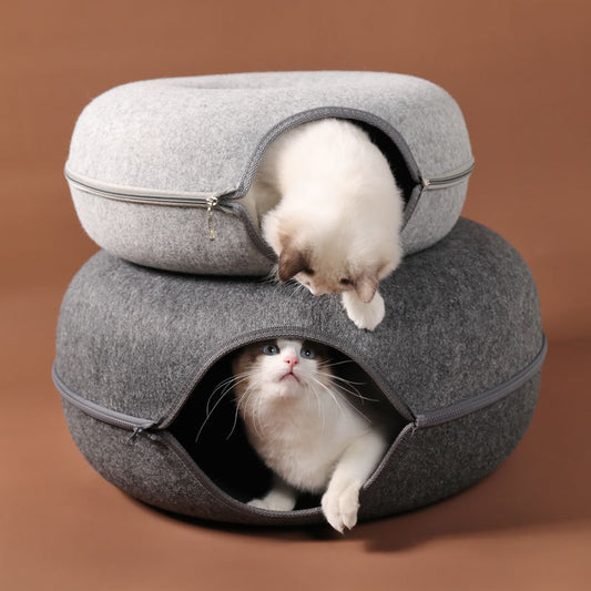 Four Seasons Cat Nest Round Woolen Felt Tunnel Interactive Training Toy