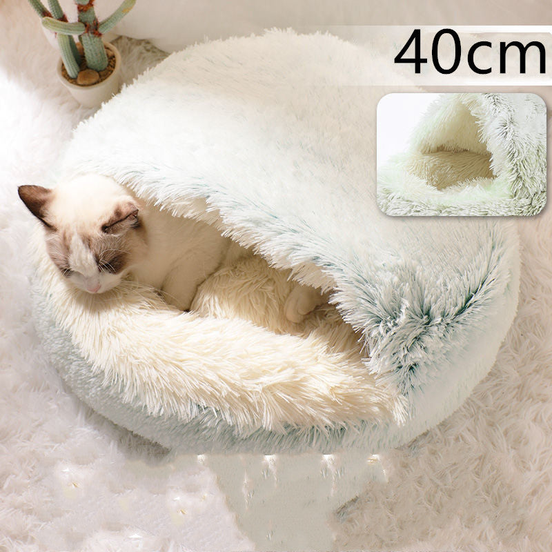 Fluffy Round Plush Pet Bed