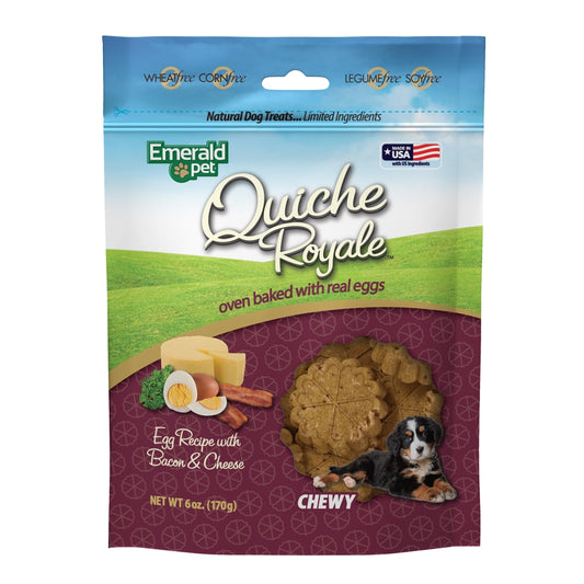 Emerald Pet Quiche Royale Bacon and Cheese Chewy Dog Treats 6oz.