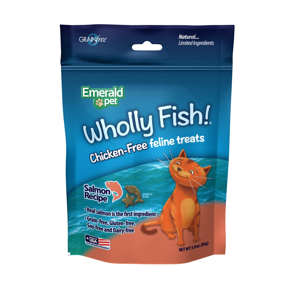 Emerald Pet Wholly Fish! Salmon Cat Treat 3oz.