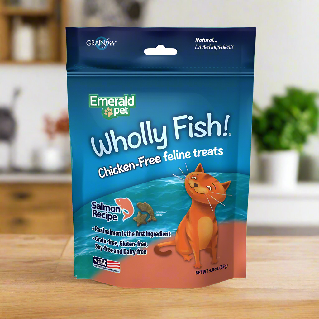 Emerald Pet Wholly Fish! Salmon Cat Treat 3oz.