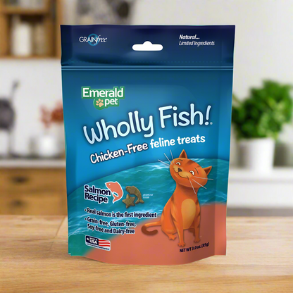 Emerald Pet Wholly Fish! Salmon Cat Treat 3oz.