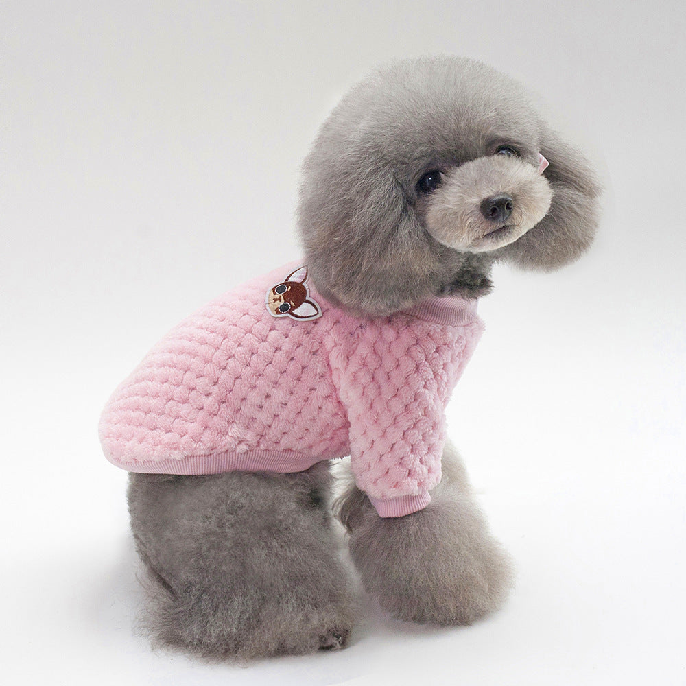 SnuggleSoft Coral Fleece Pet Sweater - Cozy Warmth for Your Furry Friend