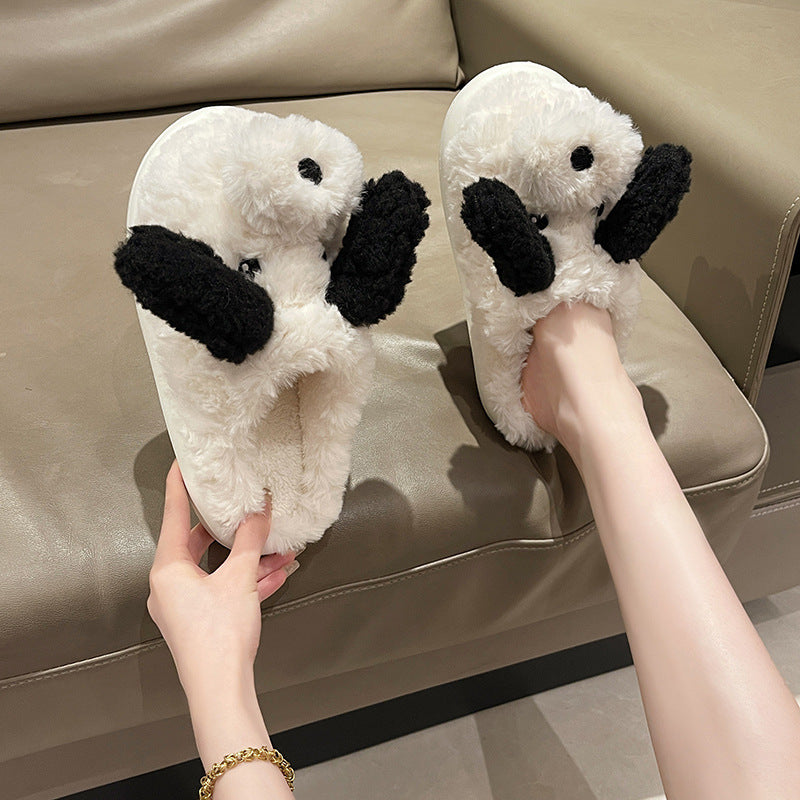 Fashion Plush Puppy Cotton Slippers