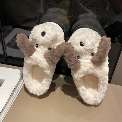 Fashion Plush Puppy Cotton Slippers