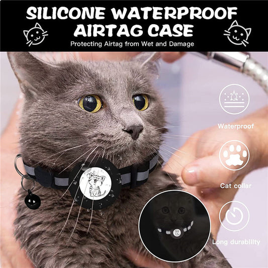 Safe & Sound Pet Tracker: Reflective Apple Airtag Collar with Anti-Loss Bell