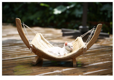 Cozy Claws Luxury Wooden Cat Hammock: The Purr-fect Pet Lounger