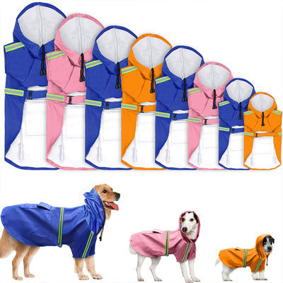 Spring and summer dog waterproof and reflective raincoat