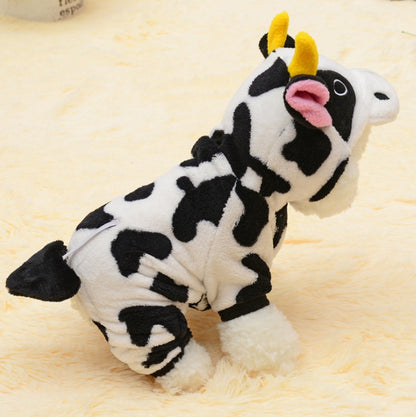 Cuddly Cow Hoodie for Pets: Cozy Fleece Winter Jumpsuit