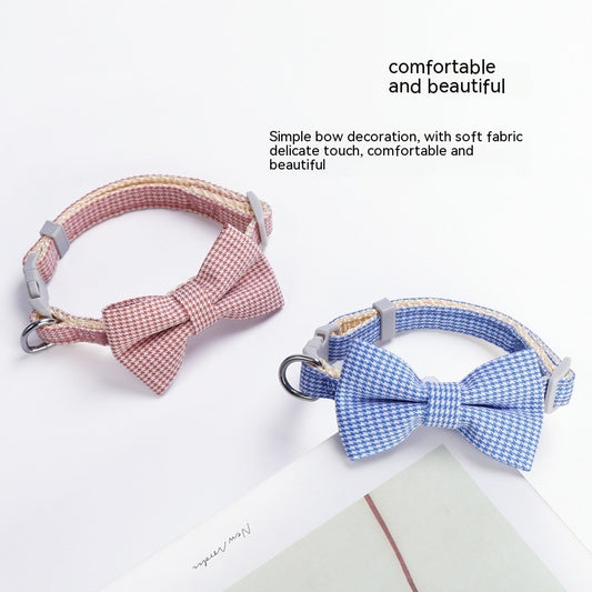 Houndstooth Bow Pet Collar