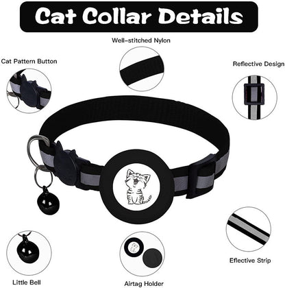 Safe & Sound Pet Tracker: Reflective Apple Airtag Collar with Anti-Loss Bell