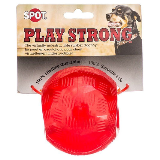 Spot Play Strong Rubber Ball Dog Toy - Red - 3.75" Diameter