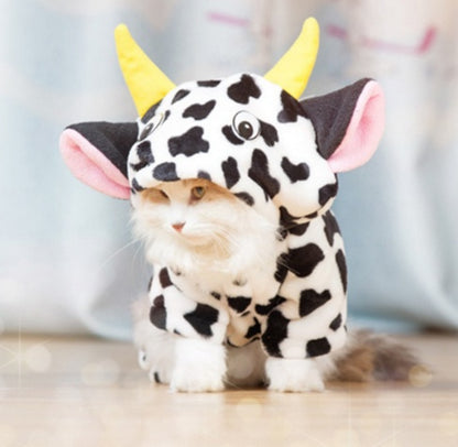 Cuddly Cow Hoodie for Pets: Cozy Fleece Winter Jumpsuit