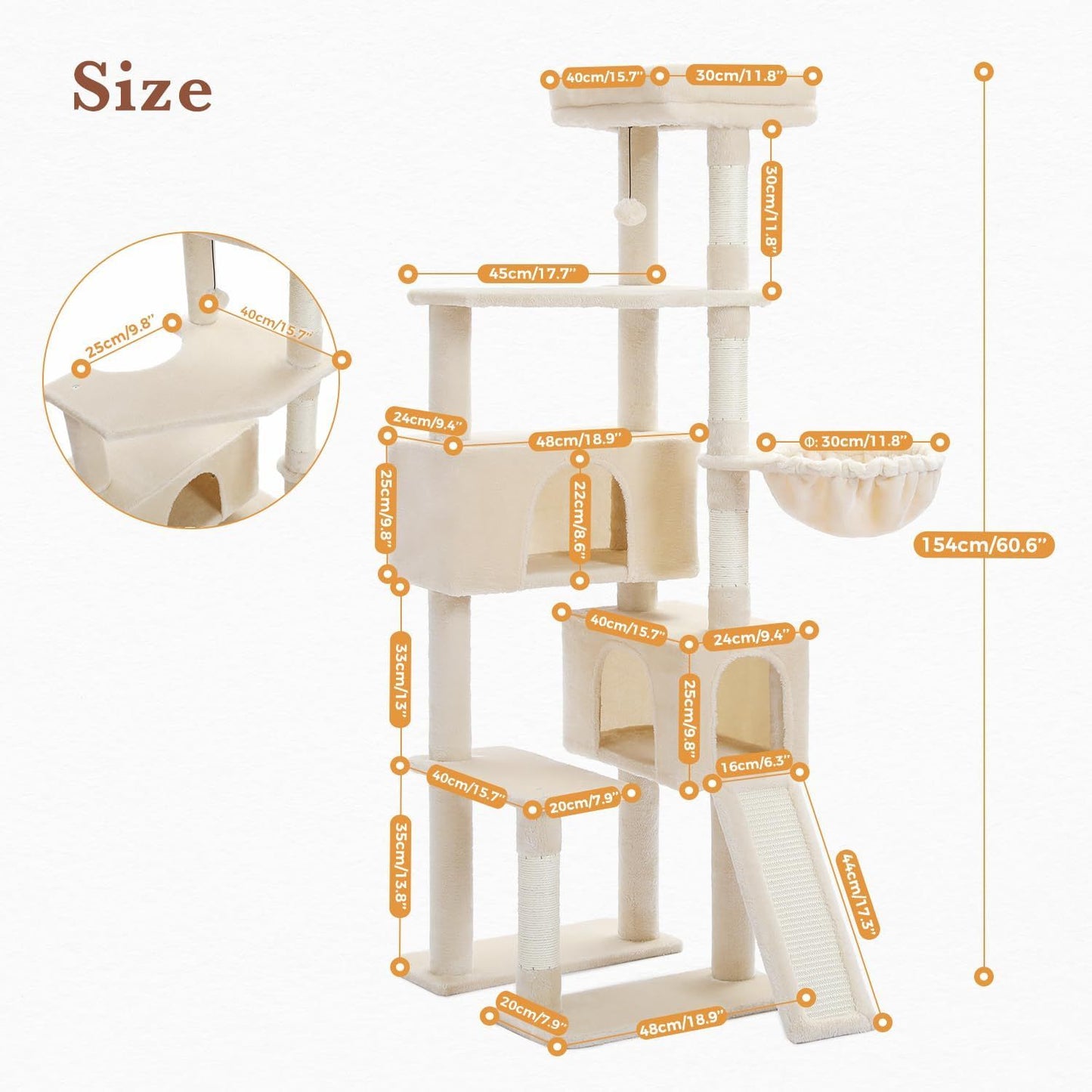 Deluxe Multi-Level Cat Tree with Sisal Scratching Posts and Condo