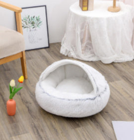 Fluffy Round Plush Pet Bed