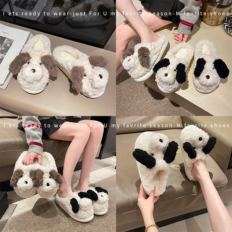 Fashion Plush Puppy Cotton Slippers