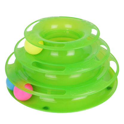 Tri-Level Cat Teaser Ball Track - Interactive Play Station