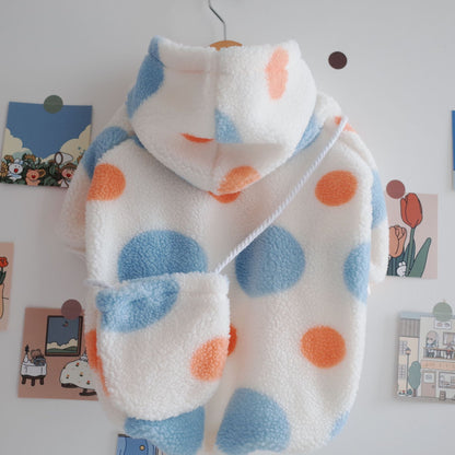 Dot Print Fleece Dog Hoodie