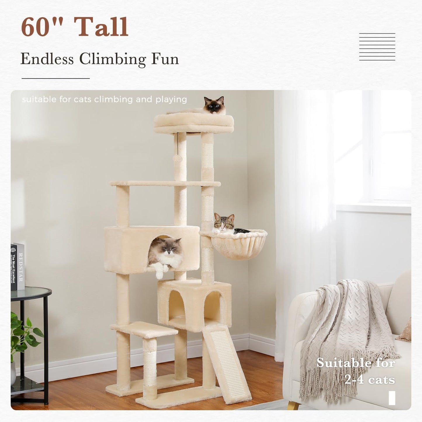 Deluxe Multi-Level Cat Tree with Sisal Scratching Posts and Condo