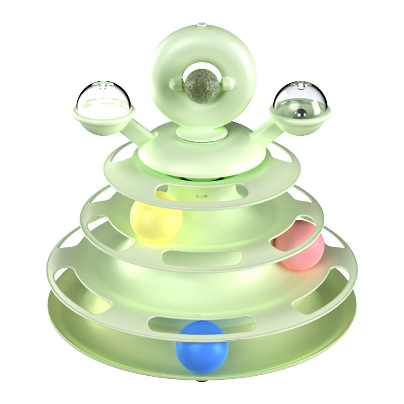 Interactive 4-Tier Cat Toy Tower with Roller Balls