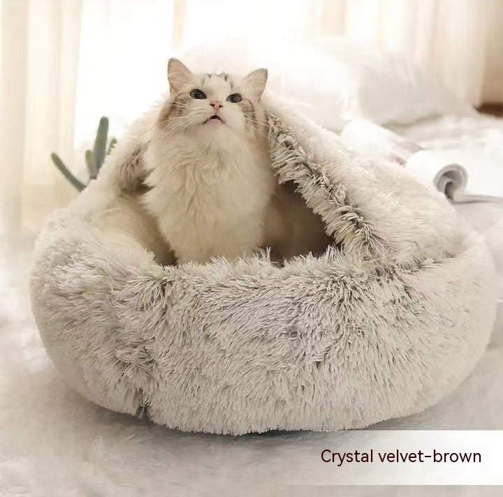 Fluffy Round Plush Pet Bed