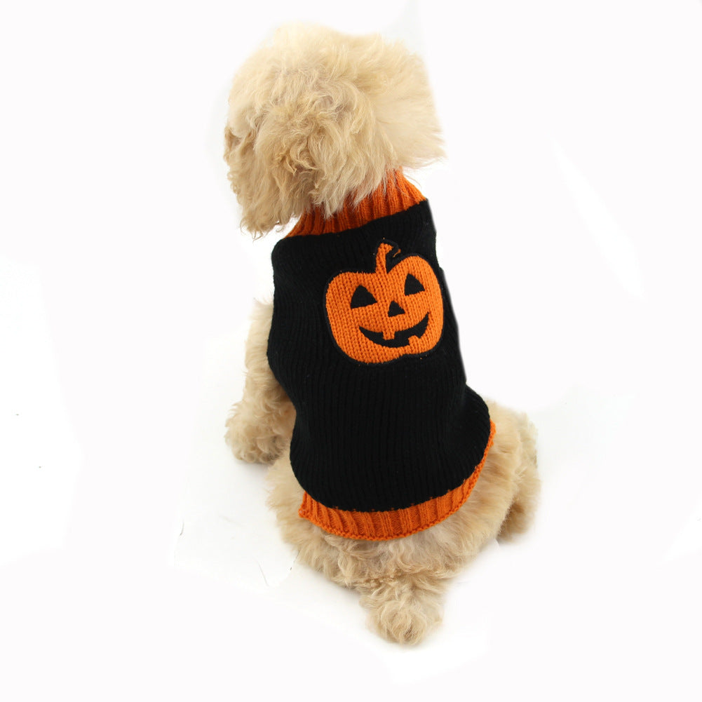 Spooky Pooch Pumpkin Patch Sweater - Halloween Knitwear for Pets