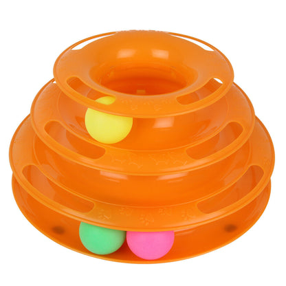 Tri-Level Cat Teaser Ball Track - Interactive Play Station