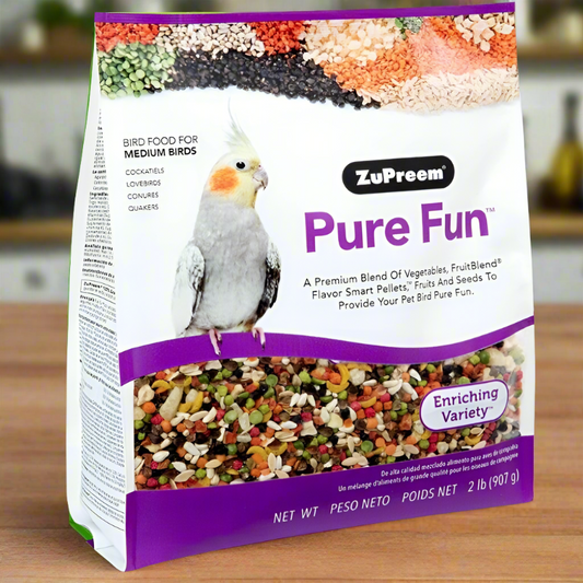 ZuPreem Pure Fun Enriquecimiento Variedad Mezcla Alimento para pájaros para pájaros medianos - 2 libras
