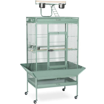 Large Select Wrought Iron Play Top Bird Cage - Sage Green