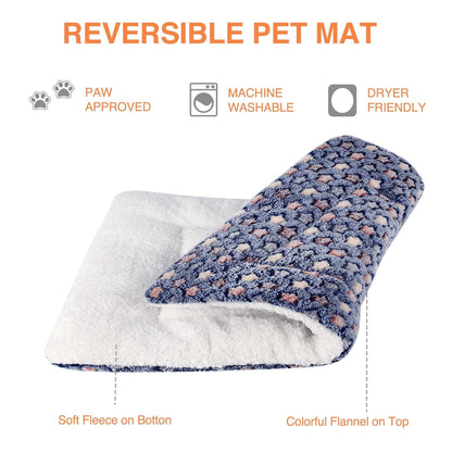 Soft Pet Bed Washable Crate Mat For Large Medium Small Dogs Reversible Fleece