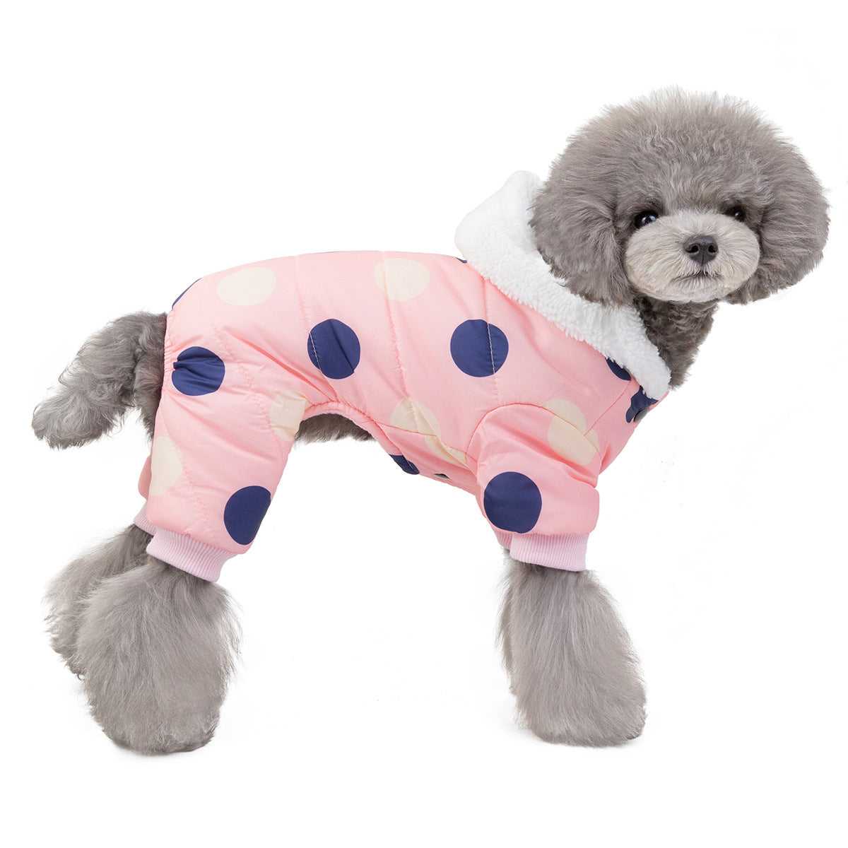 Warm big polka dot four-leg cotton coat