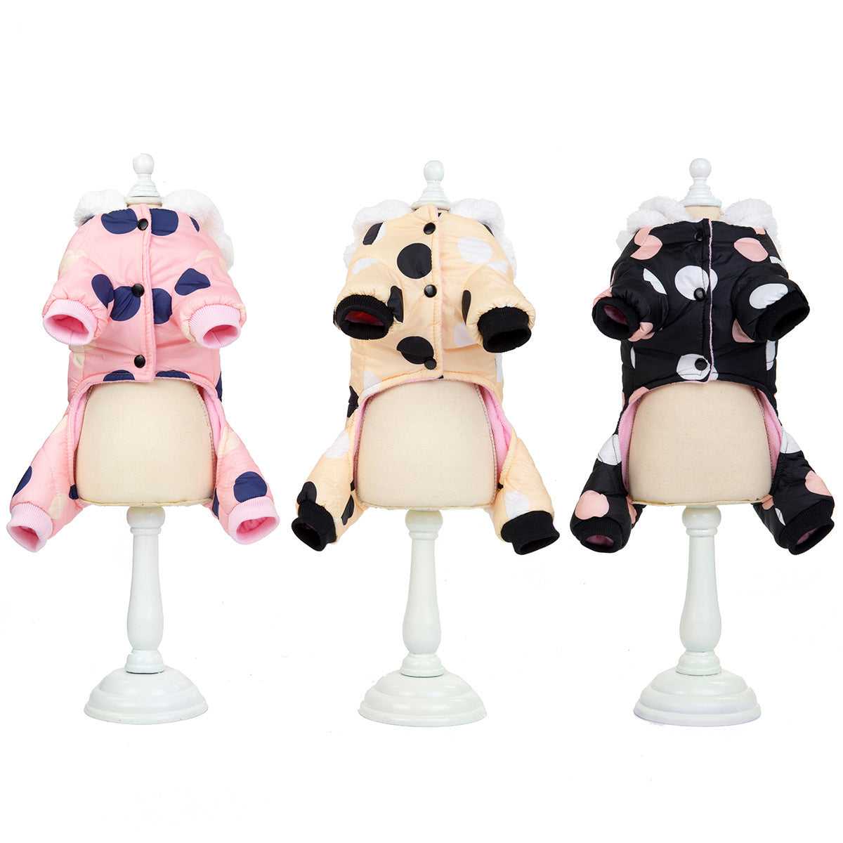 Warm big polka dot four-leg cotton coat