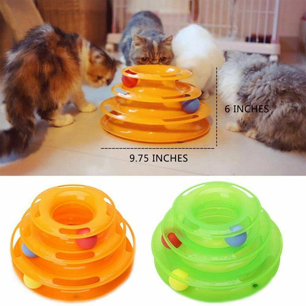 Tri-Level Cat Teaser Ball Track - Interactive Play Station