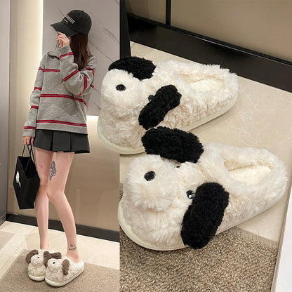 Fashion Plush Puppy Cotton Slippers