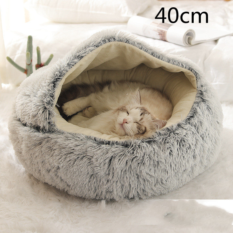 Fluffy Round Plush Pet Bed