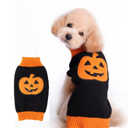 Spooky Pooch Pumpkin Patch Sweater - Halloween Knitwear for Pets