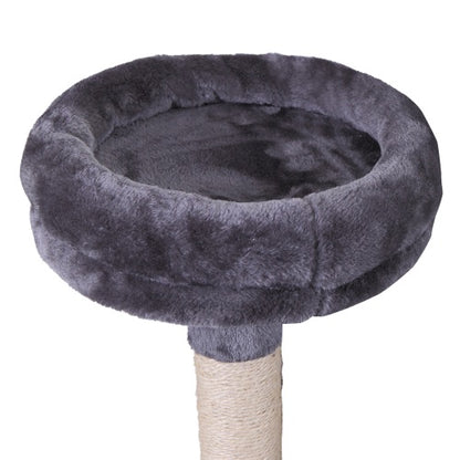 Luxury Cat Tree Tower: Gray Cat Apartment with Plush Mat, Ladder, and Catching Ball