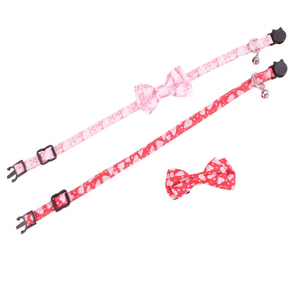 Valentine's Day Pet Collar with Bow Tie