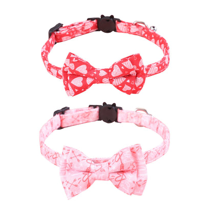 Valentine's Day Pet Collar with Bow Tie